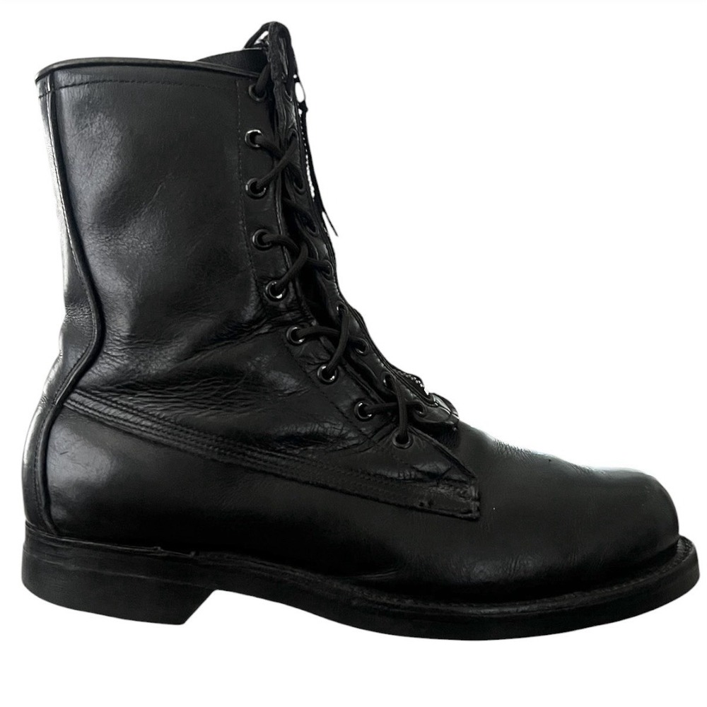 Vintage 1979 US Military Leather Combat Boots Black Zip Lace Up 9EE DLA-100-79-C